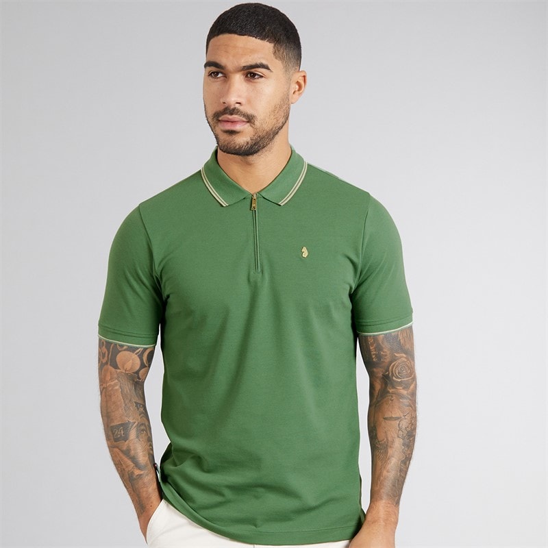 LUKE 1977 Mens Texas Tip Polo Shirt Myrtle - Image 3