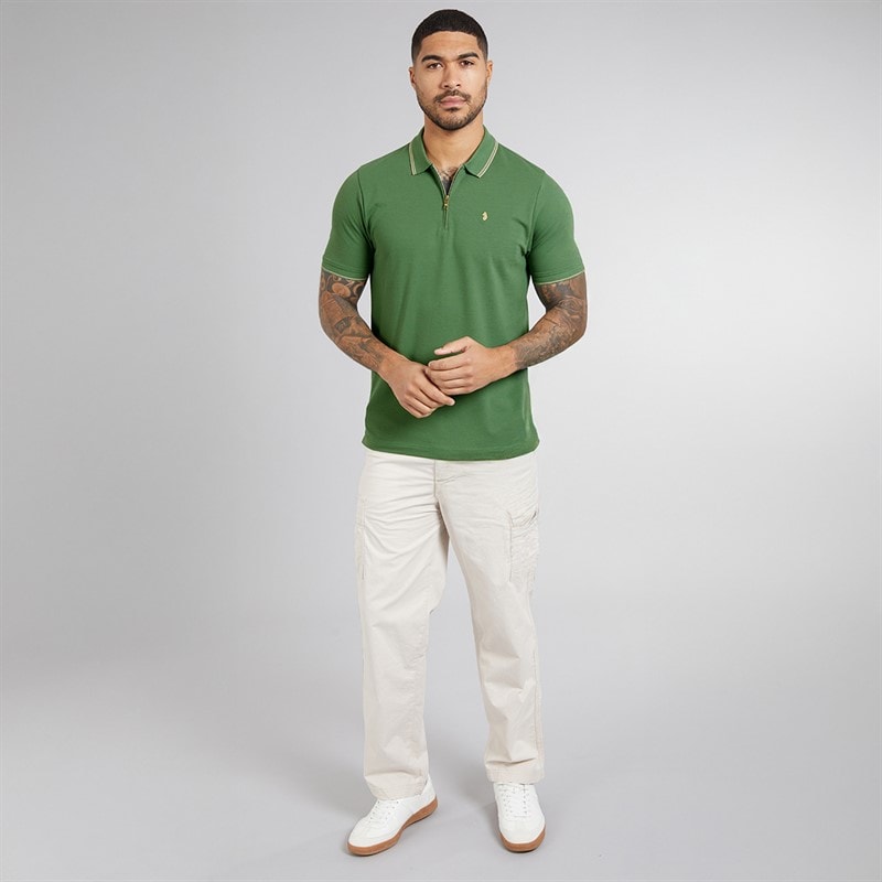 LUKE 1977 Mens Texas Tip Polo Shirt Myrtle - Image 4