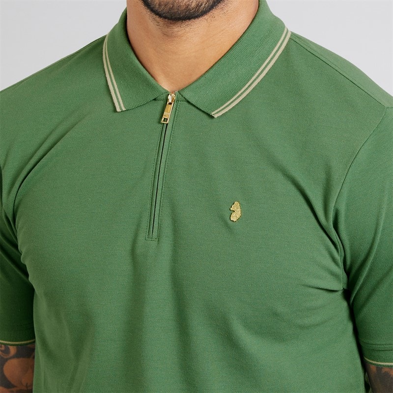 LUKE 1977 Mens Texas Tip Polo Shirt Myrtle - Image 5