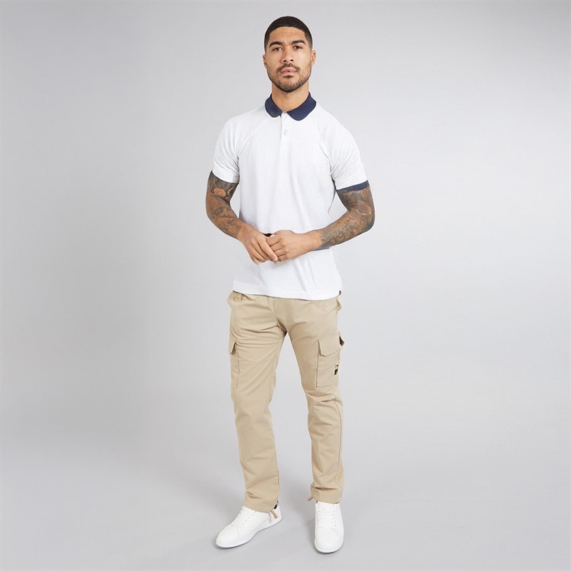 LUKE 1977 Mens Williams Contrast Polo Shirt White - Image 4