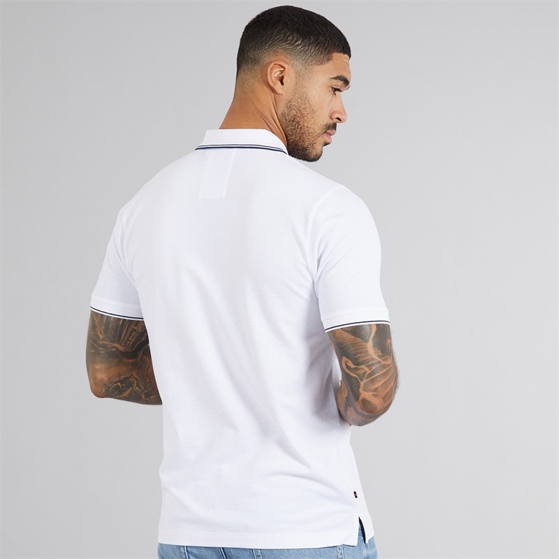 LUKE 1977 Mens Texas Tip Polo Shirt White - Image 2