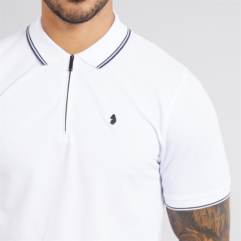 LUKE 1977 Mens Texas Tip Polo Shirt White - Image 5