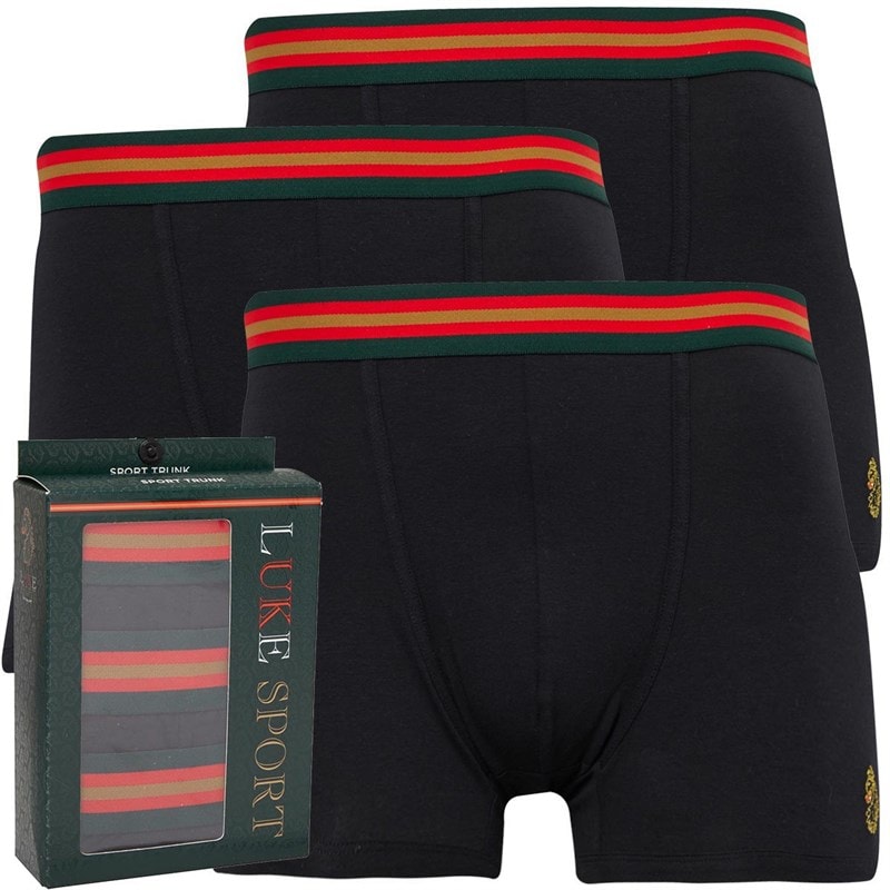 LUKE 1977 Mens Rick Long Three Pack Boxers Black MM