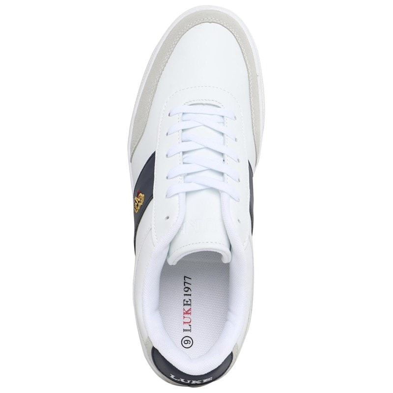 LUKE 1977 Mens Wells Trainers White/Navy - Image 4