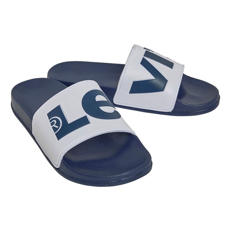 Levi's Junior Boys June Logo Sliders White/Navy - Image 1