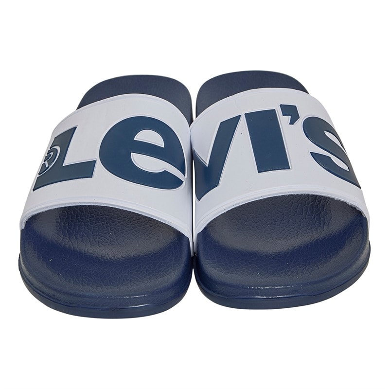 Levi's Junior Boys June Logo Sliders White/Navy - Image 4