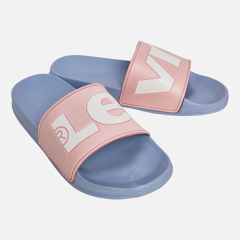 Levi's Junior Girls June Logo Sliders Pink/Blue - Image 1