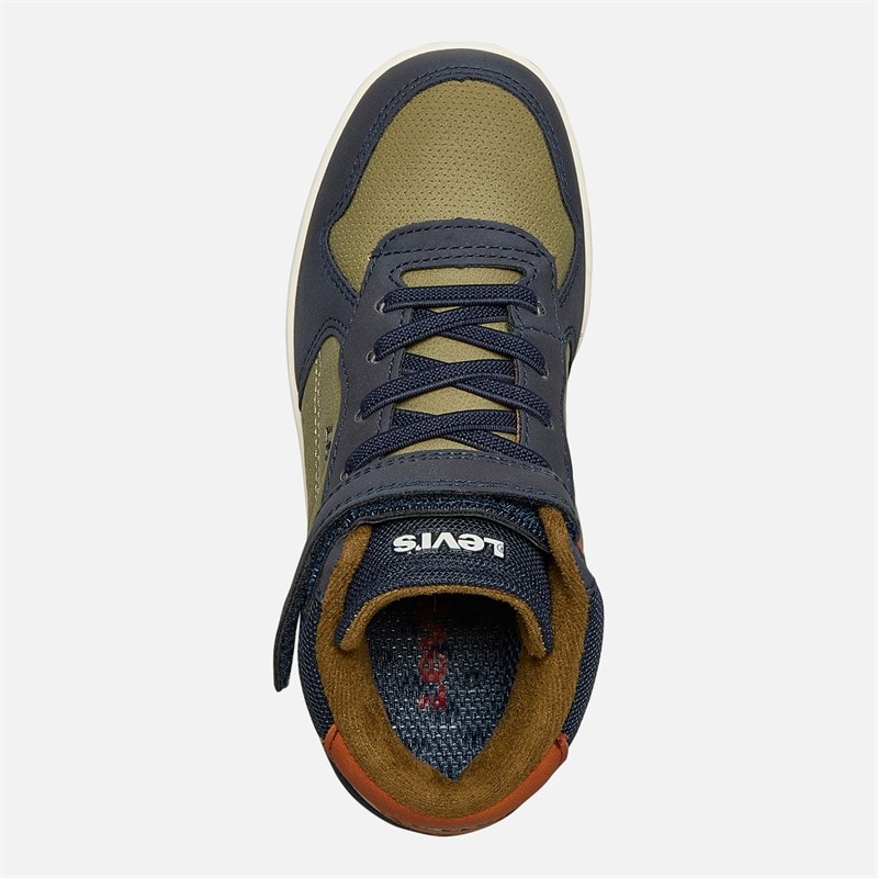 Levi's Boys Dereck Mid Trainers Navy/Khaki/Light Brown - Image 4
