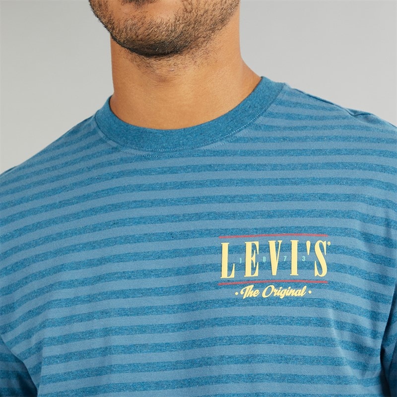Levi's Mens Vintage Fit T-Shirt Stripe Serif Logo Hampton Bay - Image 3