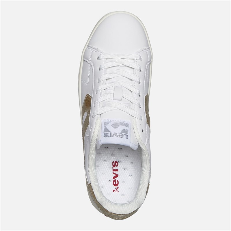 Levi's Junior Girls Swift JR Trainers White/Gold/Glitter White/ Gold/ Glitter - Image 4