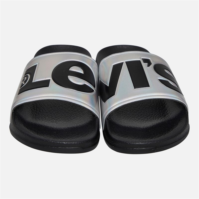 Levi's Girls June Logo Sliders Silver/Black Silver/ Black - Image 4