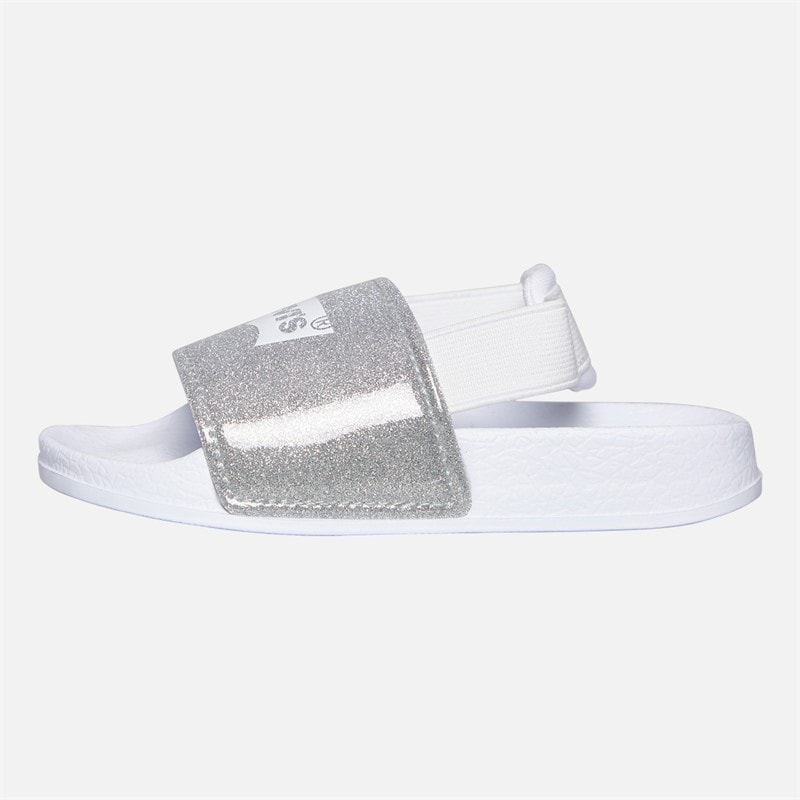 Levi's Infant Girls Pool Mini Strap Sliders Silver/Glitter Silver/ Glitter - Image 2