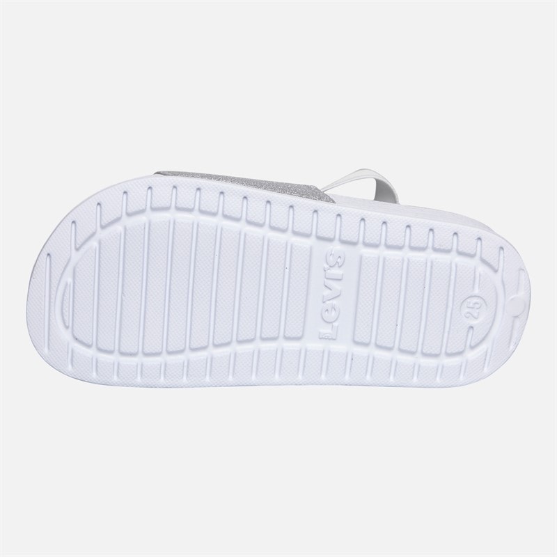 Levi's Infant Girls Pool Mini Strap Sliders Silver/Glitter Silver/ Glitter - Image 3