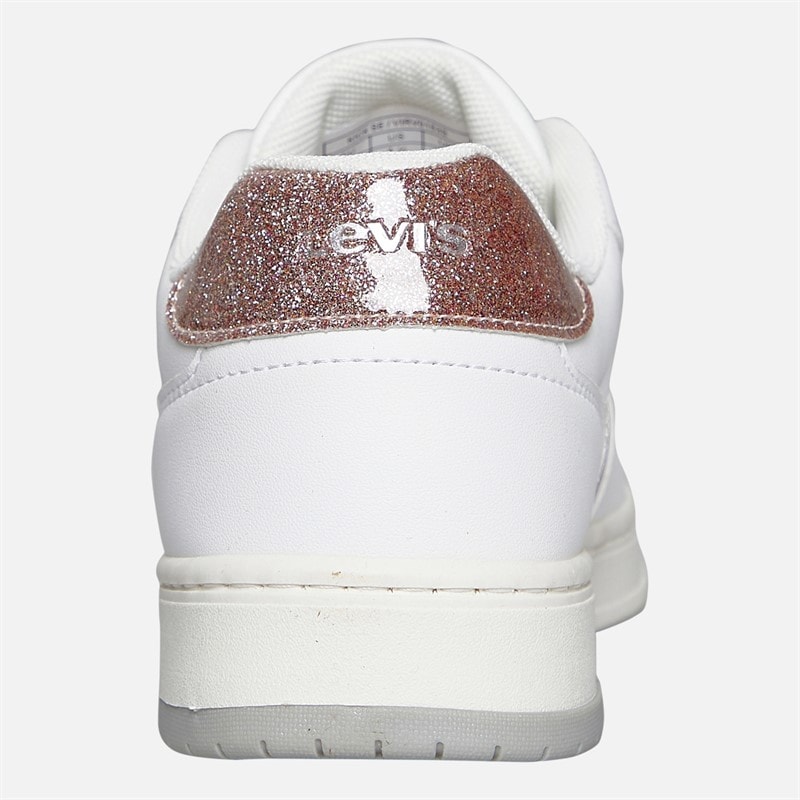Levi's Junior Girls Kick SE Trainers White/Pink Glitter White/ Pink Glitter - Image 3