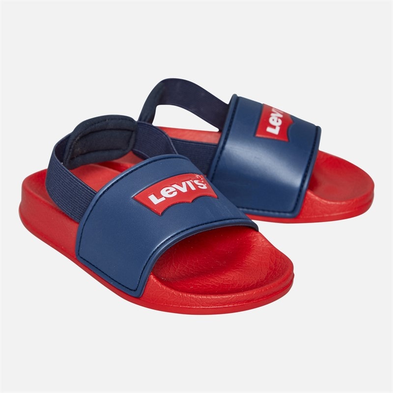Levi's Infant Boys Pool Mini Strap Sliders Navy/Red Navy/ Red - Image 1
