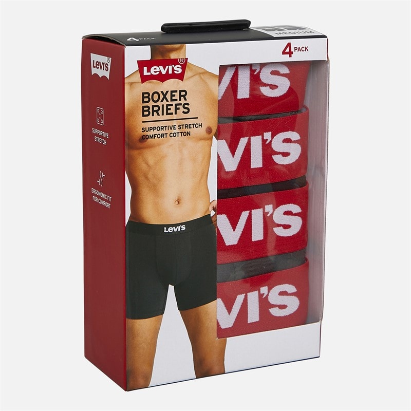 Levi's Mens Four Pack Boxers Black/Red/Grey - Image 2