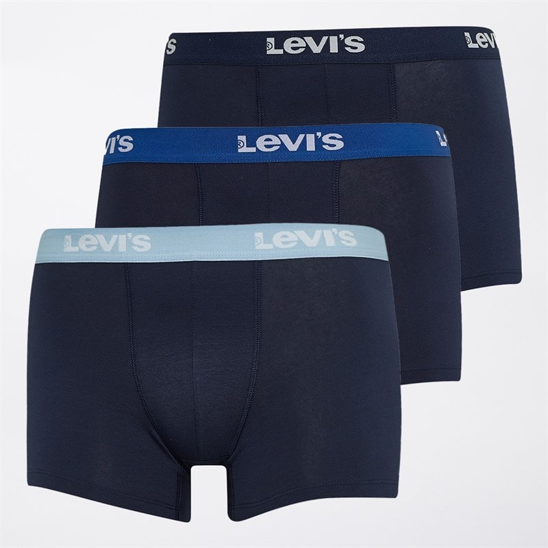 Levi's Mens Repeat Waistband Logo Boxer Briefs Three Pack Blue Combo - Image 1