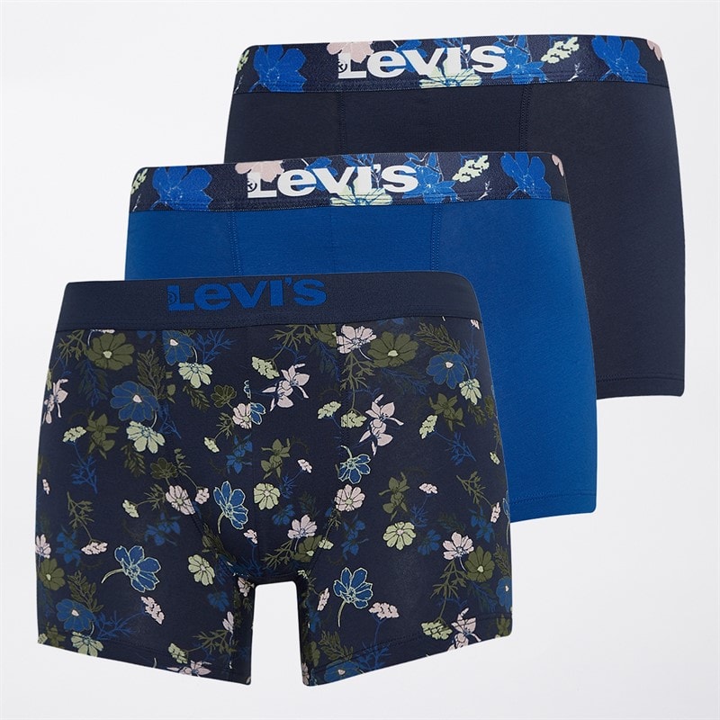 Levi's Mens Three Pack Flower Boxers Blue Combo - Image 1
