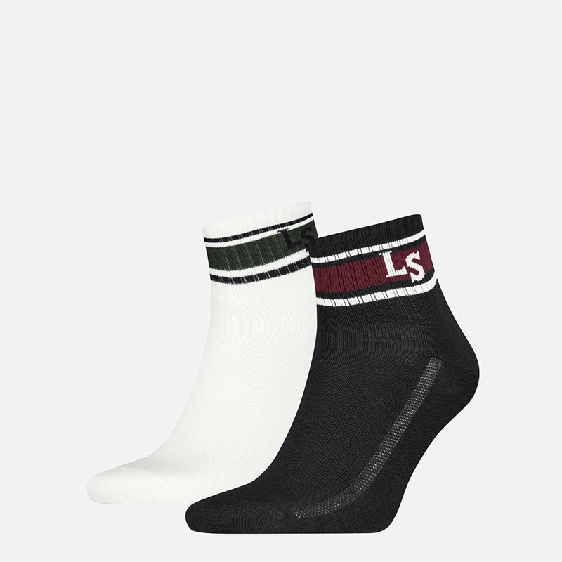 Levi's Mens High Mid Cut Logo Two Pack Socks Black/White - Image 1