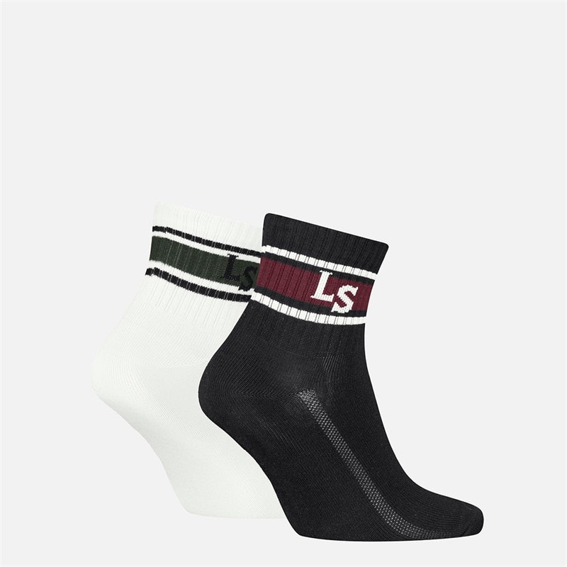 Levi's Mens High Mid Cut Logo Two Pack Socks Black/White - Image 2