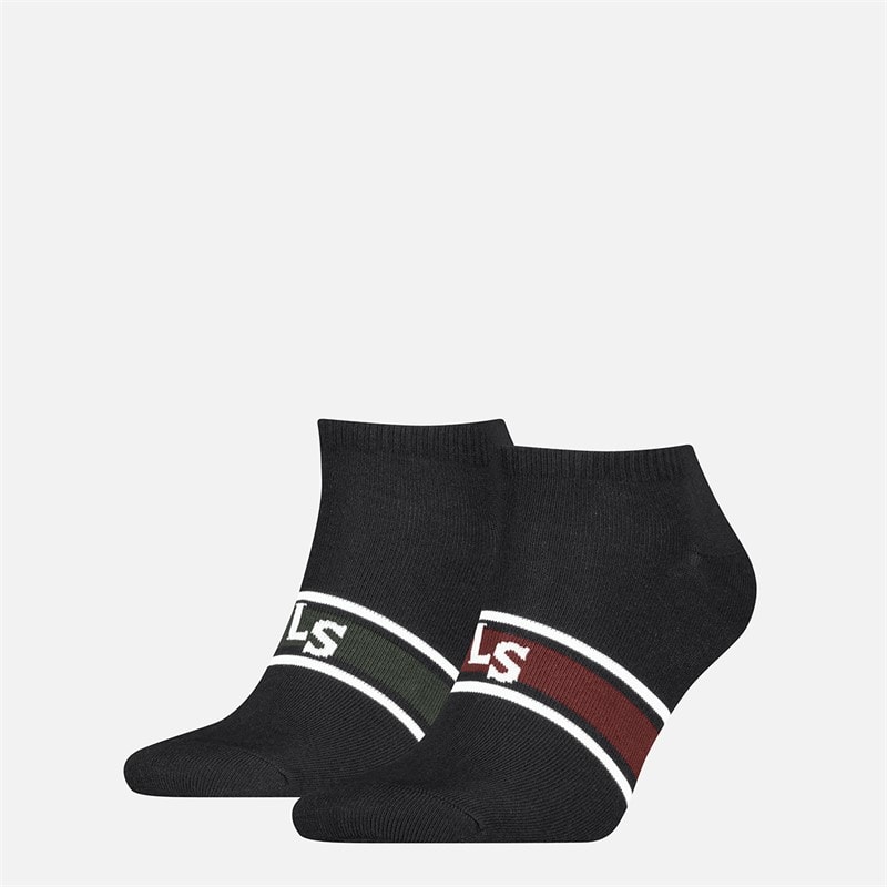 Levi's Mens Low Cut Logo Two Pack Socks Black Combo - Image 1