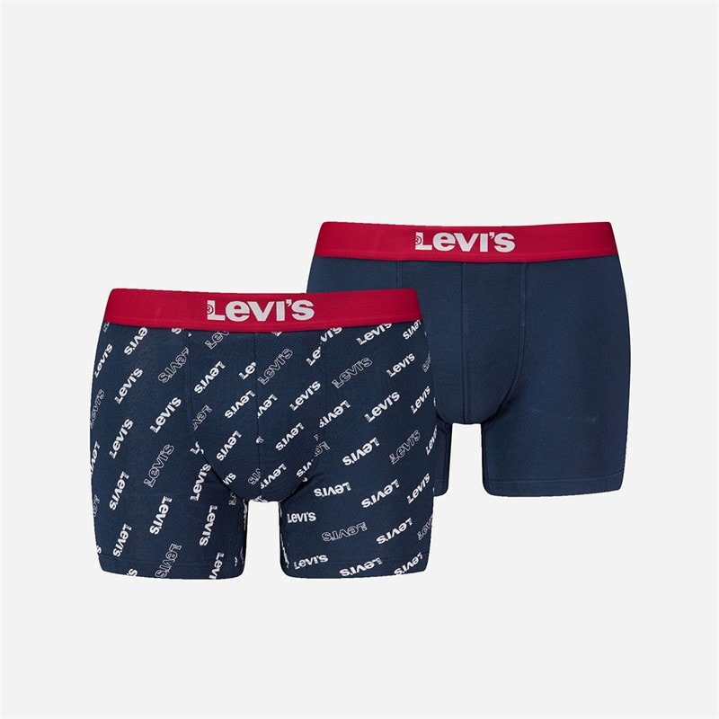 Levi's Mens Logo Two Pack Boxer Briefs White/Blue/Red - Image 1