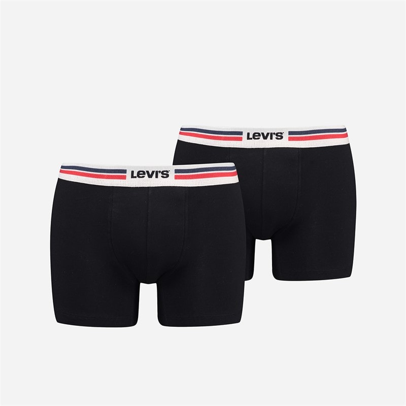 Levi's Mens Logo Two Pack Boxer Briefs Black/Grey Melange - Image 1
