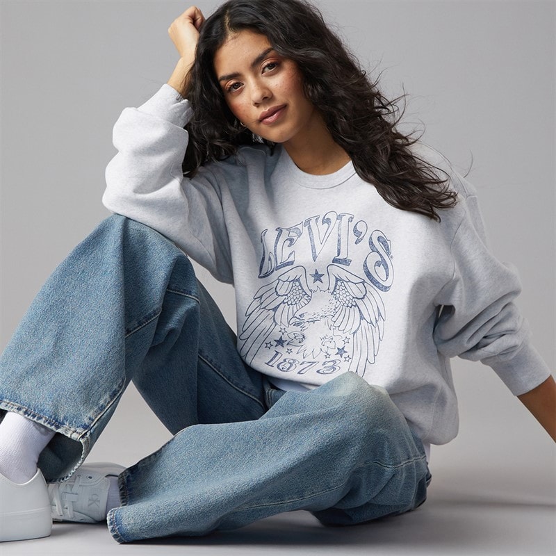 Levi's Womens Graphic Heritage Sweatshirt Orbit Heather - Image 5