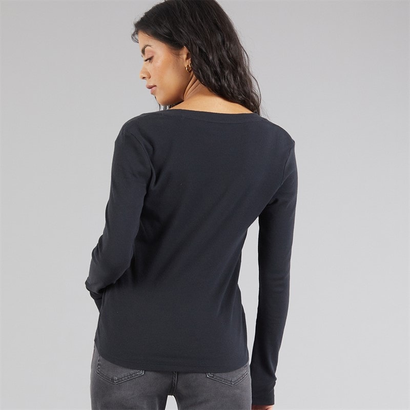 Levi's Womens V-Neck Long Sleeve Top Caviar - Image 2