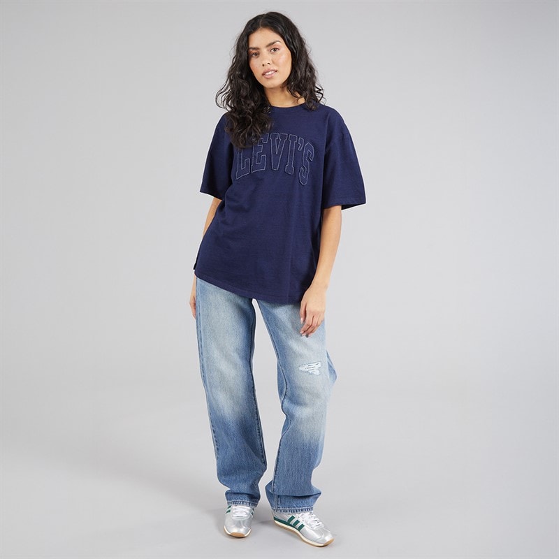 Levi's Womens Tabor T-Shirt 1873 Raw Edge Applique Indigo - Image 4