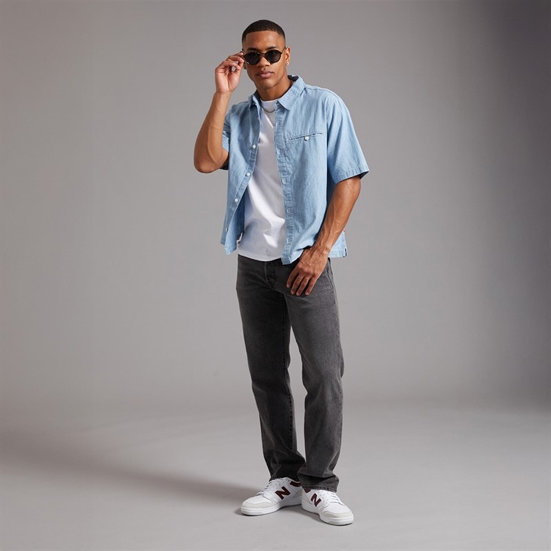 Levi's Mens Short Sleeve Zandt Boxy Shirt Charlie Light Chambray - Image 4