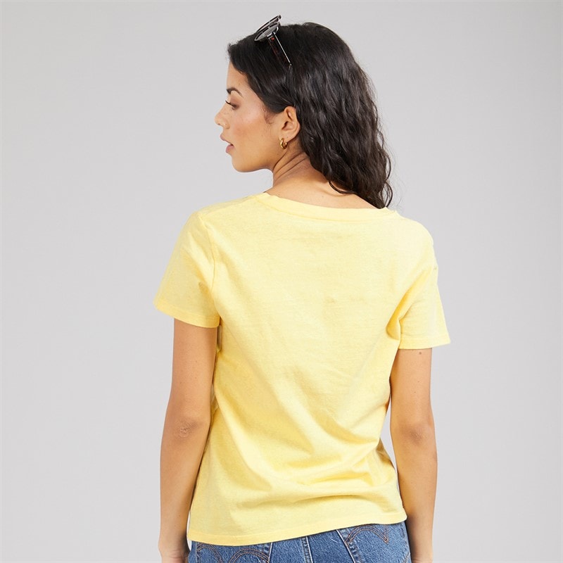 Levi's Womens Perfect Slub V-Neck T-Shirt Mood Yellow - Image 2
