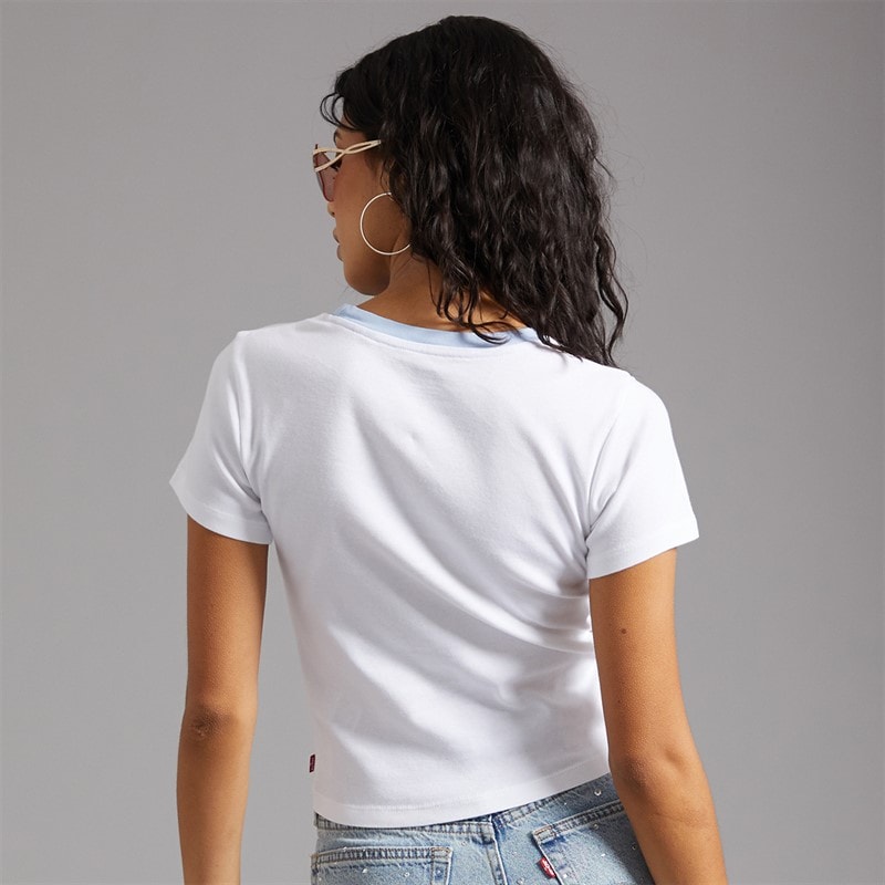 Levi's Womens Essential Sporty T-Shirt Levi's Script With Studs Bright White/Chambray B Levis Script With Studs Bright White/Chambray B - Image 2