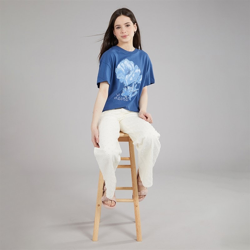 Levi's Girls Floral Oversized T-Shirt True Navy - Image 3