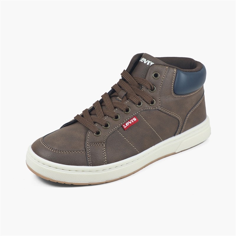 Levi's Junior Boys Piper JR Mid Trainers Brown Navy 0592 - Image 2