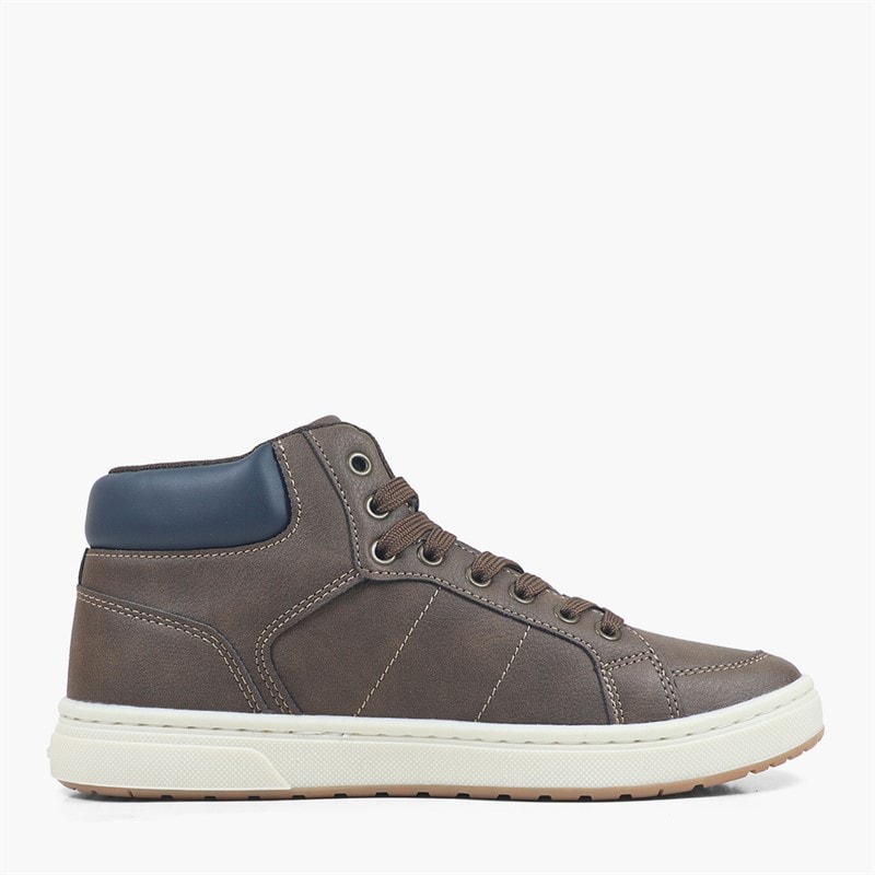 Levi's Junior Boys Piper JR Mid Trainers Brown Navy 0592 - Image 4