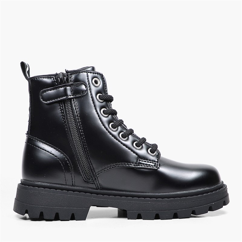 Levi's Junior Girls Pasadena Refresh Boots Black Shiny 2459 - Image 4