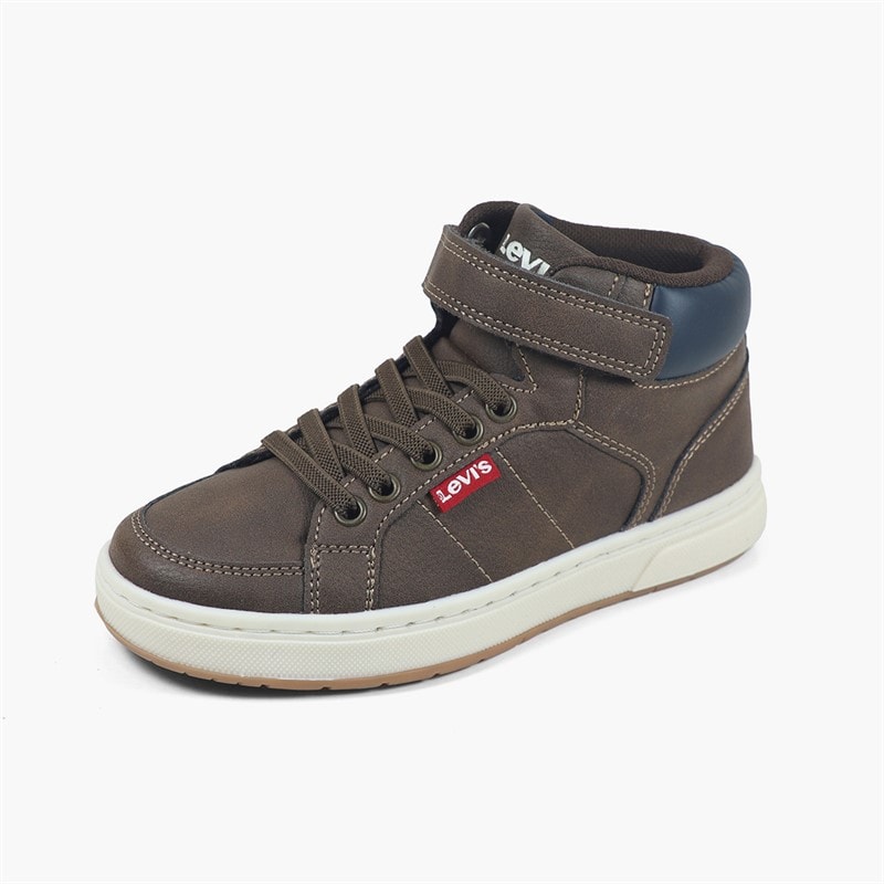 Levi's Boys Piper JR Mid Trainers Brown Navy 0592 - Image 2