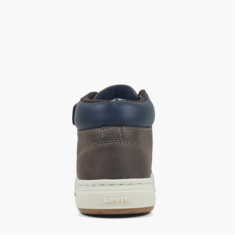 Levi's Boys Piper JR Mid Trainers Brown Navy 0592 - Image 3