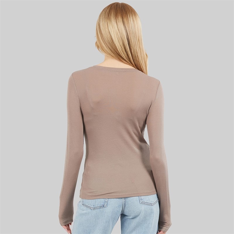 Levi's Womens Sheer Long Sleeve T-Shirt Taupe Taupe Gray - Image 2