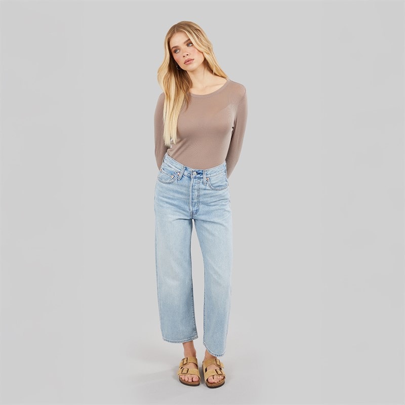 Levi's Womens Sheer Long Sleeve T-Shirt Taupe Taupe Gray - Image 3