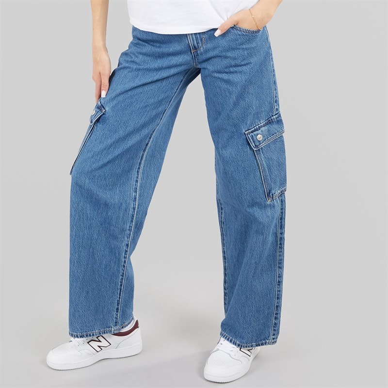 Levi's Womens Superlow Loose Cargo Jeans All Over Blue - Image 1