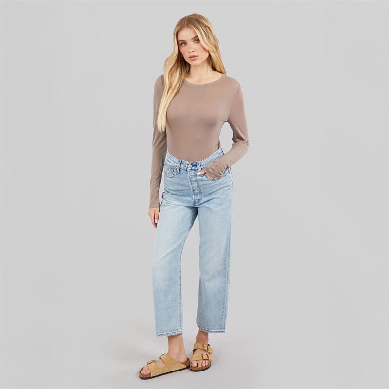 Levi's Womens Ribcage Straight Leg Jeans Middle Road - Image 4