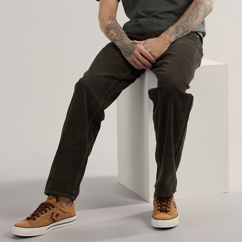Levi's Mens 568 Loose Straight Fit Corduroy Jeans Black Olive