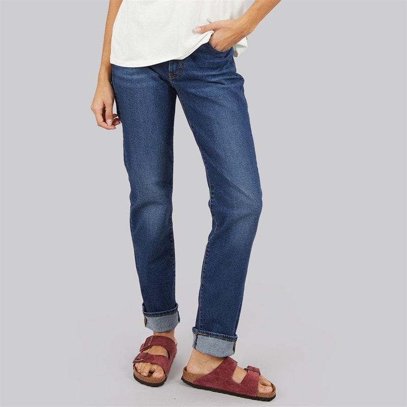 Levi's Womens 724 High Rise Straight Fit Jeans Blue Wave Dark
