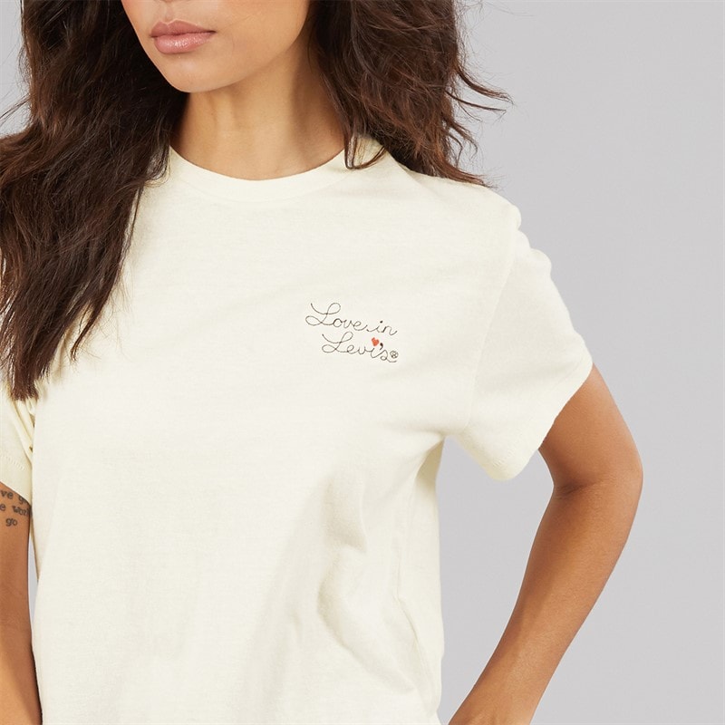 Levi's Womens Graphic Classic T-Shirt Love In Levi S Egret - Image 3