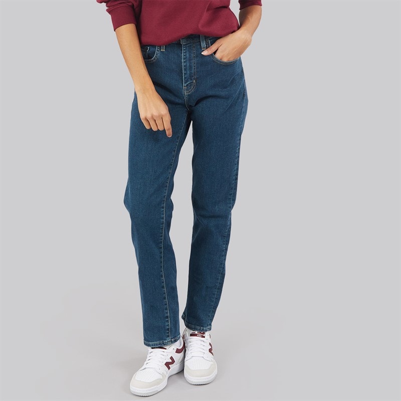 Levi's Womens 724 High Rise Straight Fit Jeans Torn Ball Gown