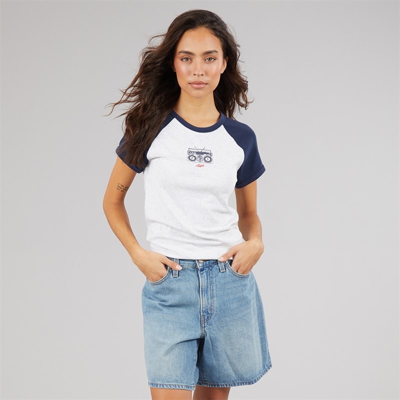 Levi's Womens Riley Raglan T-Shirt Navy Blazer - Image 5