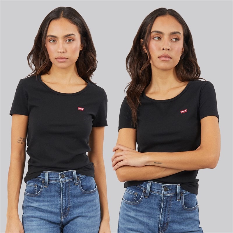 Levi's Womens Two Pack Crew Neck T-Shirts Mineral Black - Image 1
