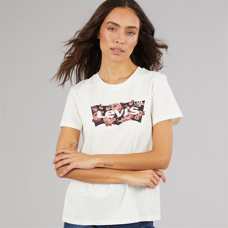 Levi's Womens The Perfect Tee T-Shirt Gab Rose Bw Fill Egret - Image 3